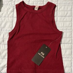 Free Haven Sleeveless Ribbed Tank in Deep Wine